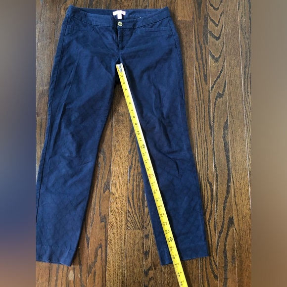 Lilly Pulitzer Women’s 2 Navy Blue Lattice Textured Skinny Ankle Pants - Picture 8 of 12